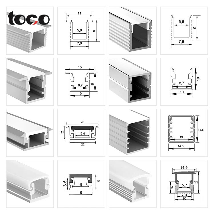 Unique Design Surface Mounted Aluminum Channel Linear Profile Strips U Shape Recess Led Aluminum Extrusion Profile
