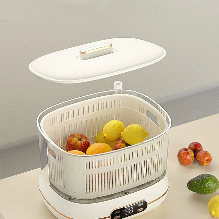 2024 Hot-Selling Fashion Design OEM Fruit Vegetable Washer Smart Food Purifier For Home Kitchen Washer With 7 Colors Light