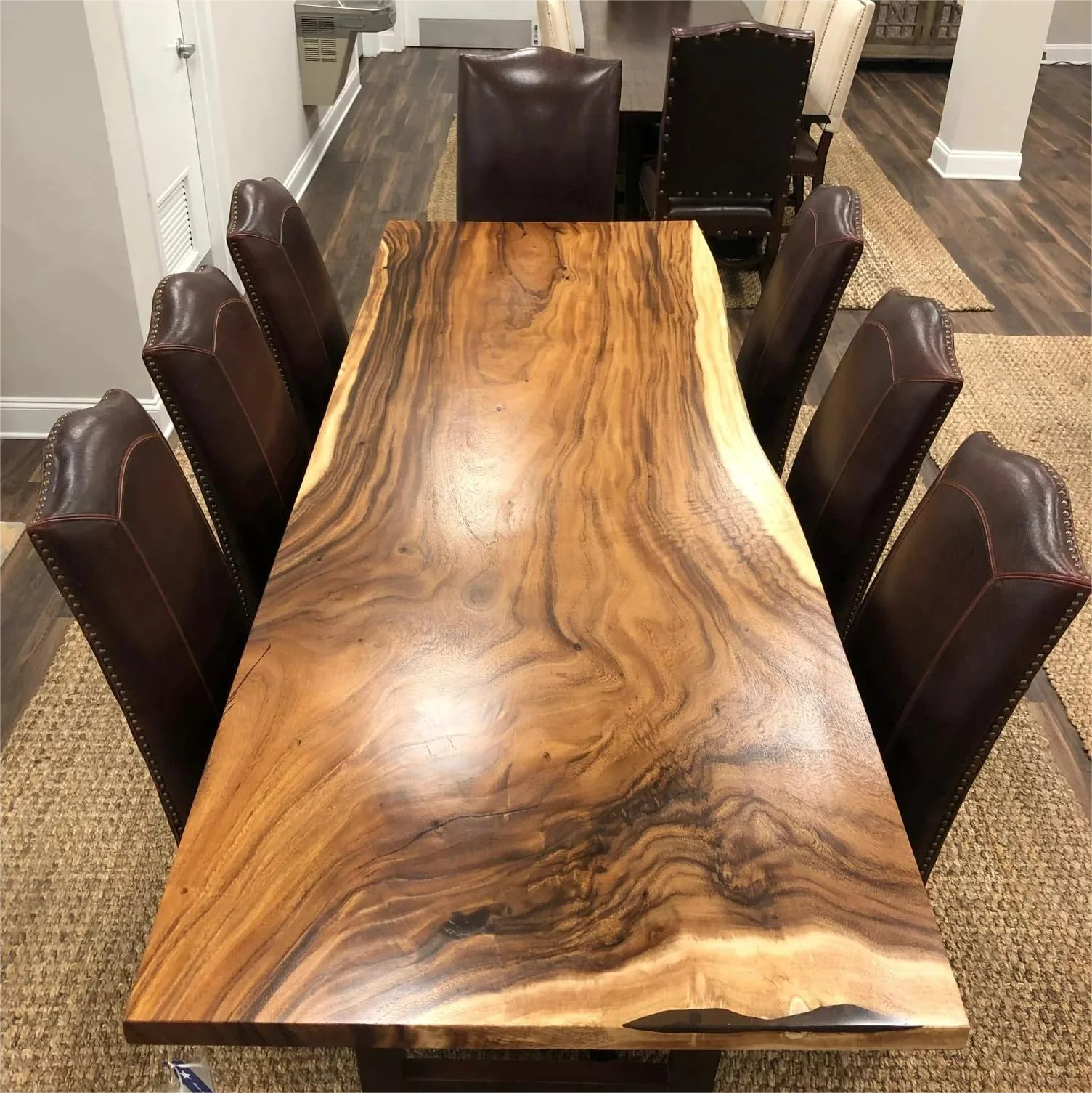 Solid Black South American Restaurant Leg Rectangular Wood Coffee Slab Office Wood Dining Table