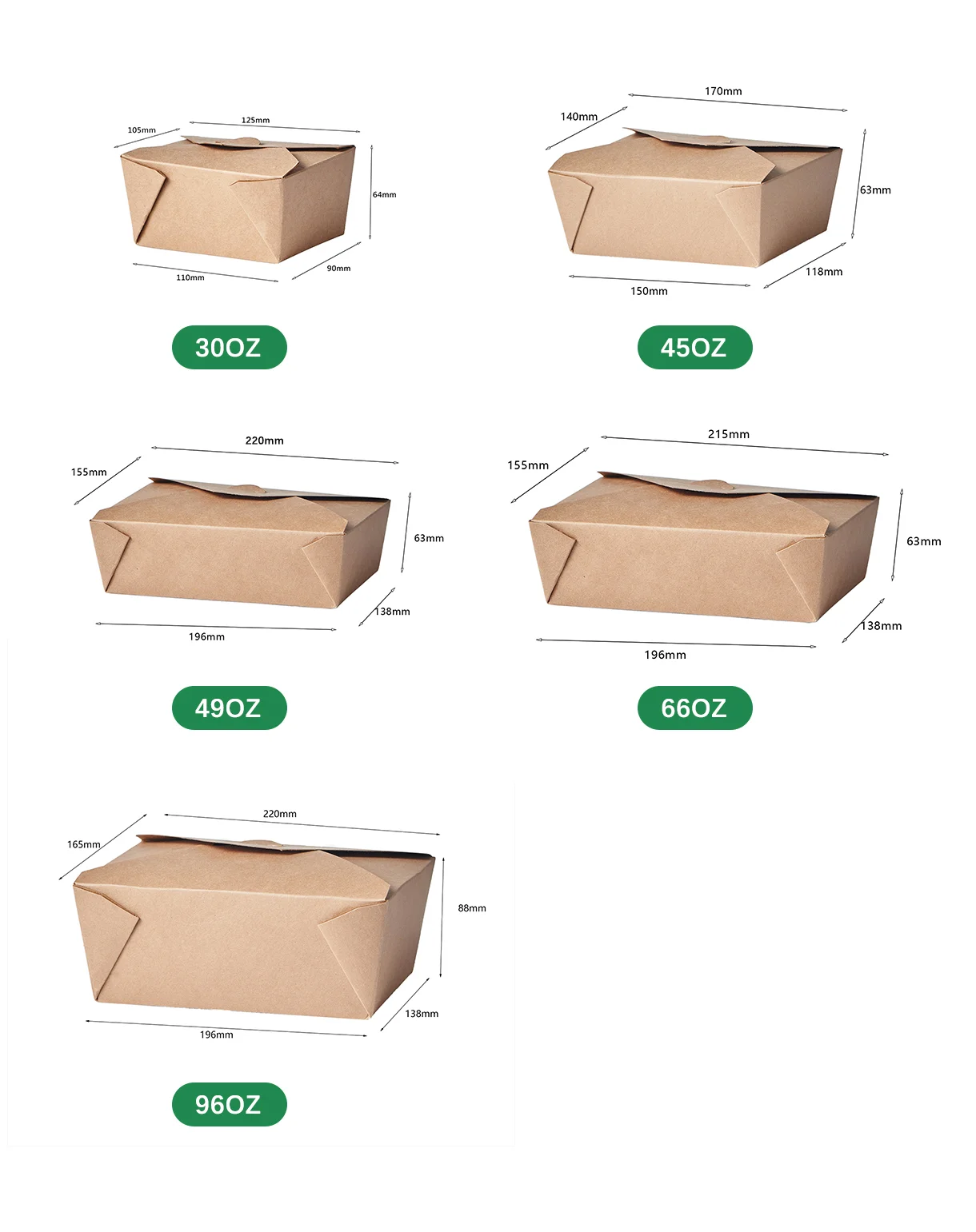 FULING Paper Food Containers Disposable Boxes Food Packaging Containers Disposable Kraft Paper Food Box