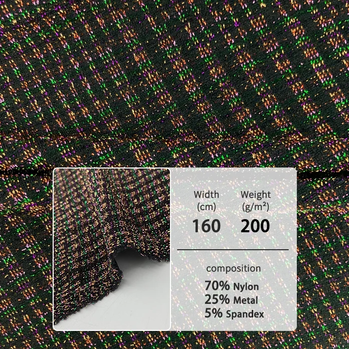 New product Nylon Lurex spandex shiny metallic lurex glitter knit textiles and fabrics for garment