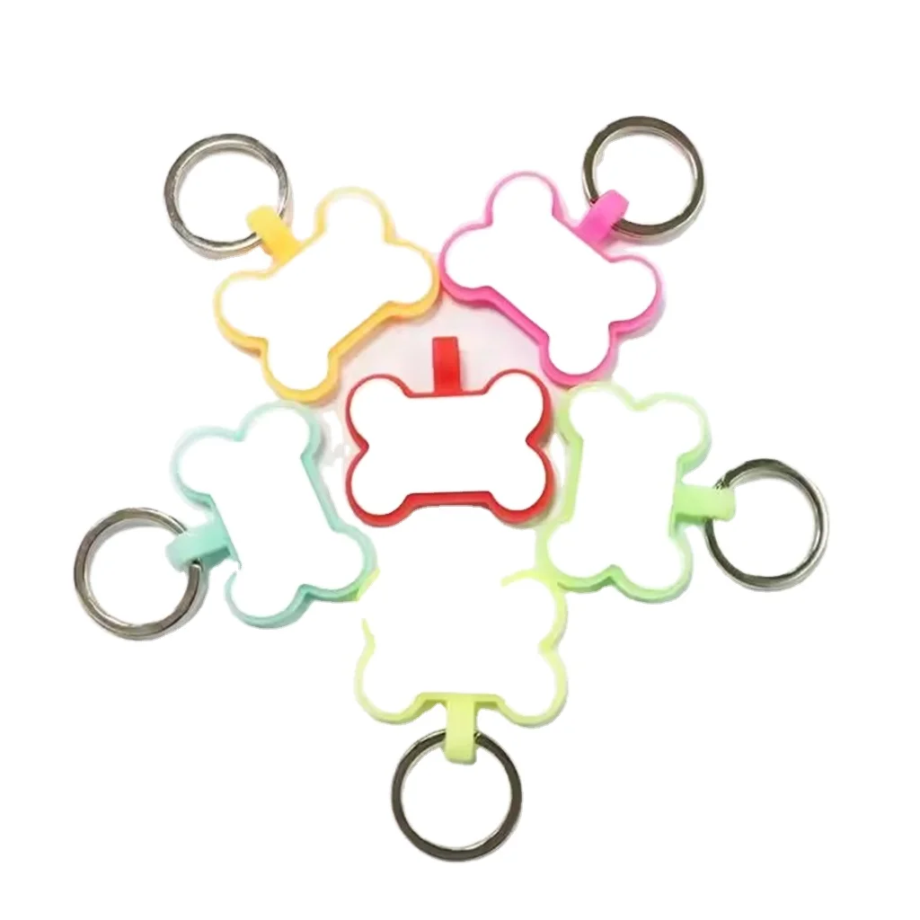 Top seller glow luminous bone blank silicone sublimation custom air qr code cat pet dog collar pendant hang key name id tag gift