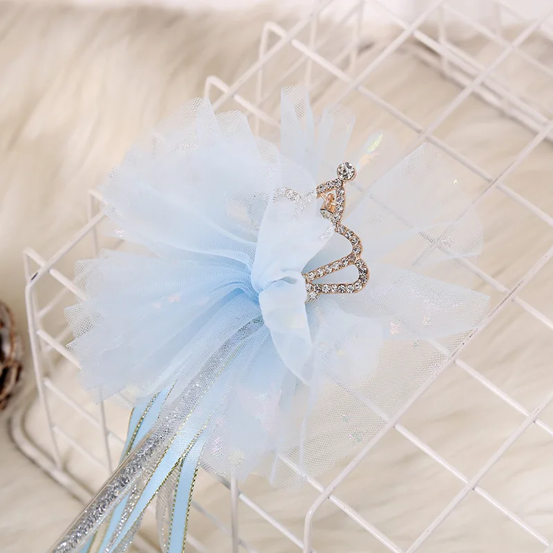 Princess Party Kids Girls Cosplay Costumes Tulle Magic Wands Lovely Crown Sparklers Glitter Fairy Stick Fairy Wand with Ribbons