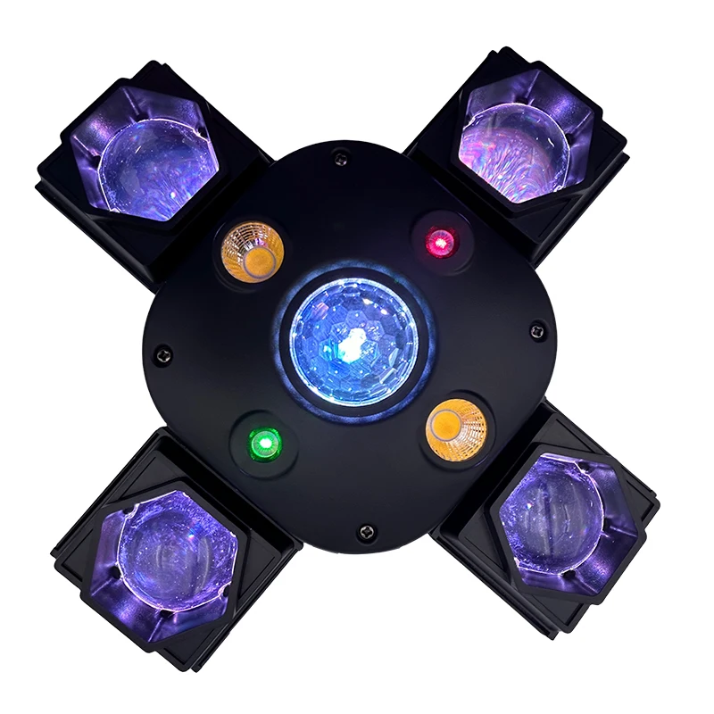 New Hot Sale Mini 4 Arms Beam Ball Strobe Laser 4in1 Led Moving Head Light For Dj Disco Party Stage Show