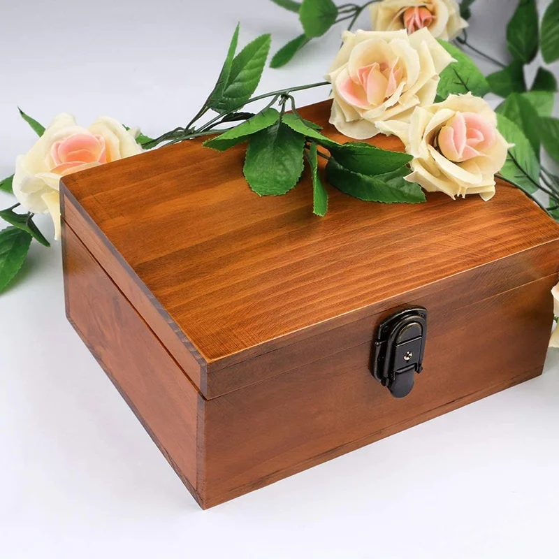 
custom luxurious pine wood box with leather decoration chest 