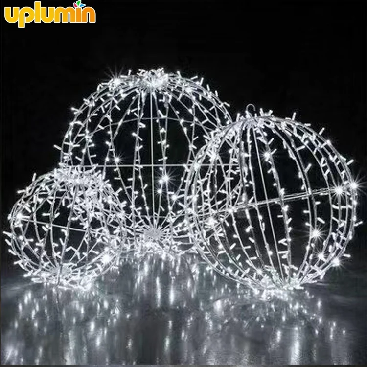 Uplumin 40/50/60cm Christmas garden large globe LED light iron frame sphere foldable hanging ball Light for tree decoration
