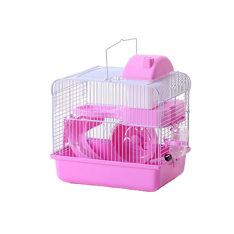 Hot Double Floor Luxury  Pet Houses Wire Mesh Plastic Small Hamster Cage