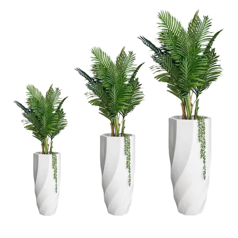 Nordic White Plastic and Fiberglass Flower Pots Classic Design Indoor and Outdoor Green Plant Planters for Home Garden Decor