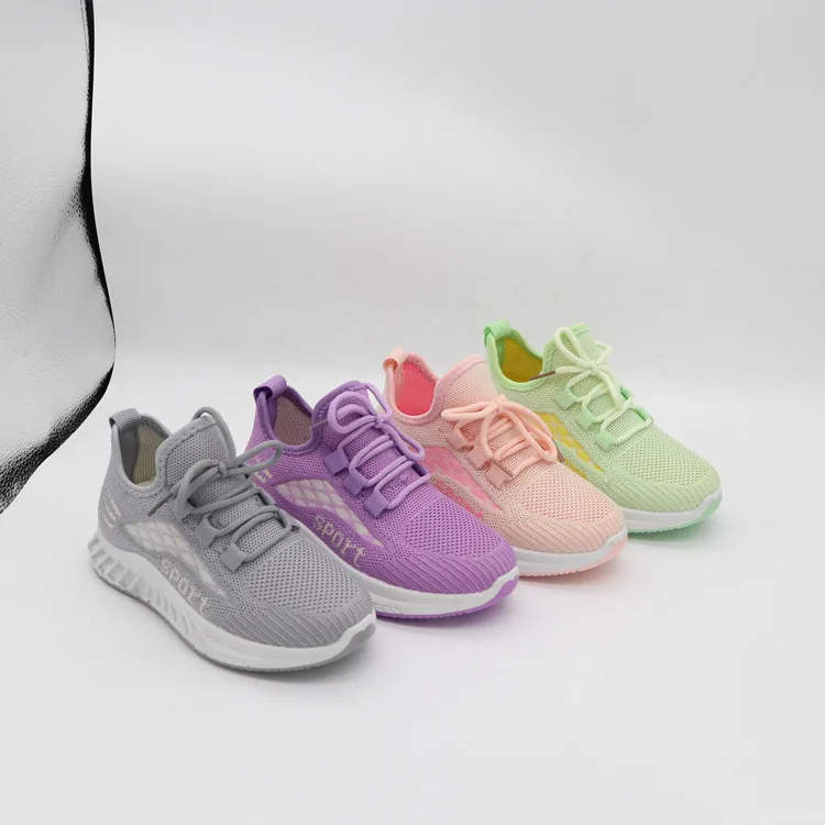 Fashion Low Price Printed Logo Primary Children Toddler Mesh Slip On Sport Casual Walking Kids Shoes Boys Girls