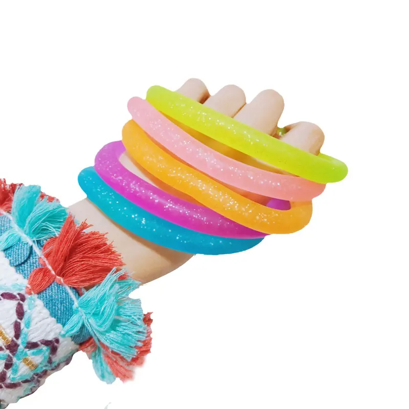 28cm  TPR  Noodles with glitter super anti stress stretchy toys for kids and adule