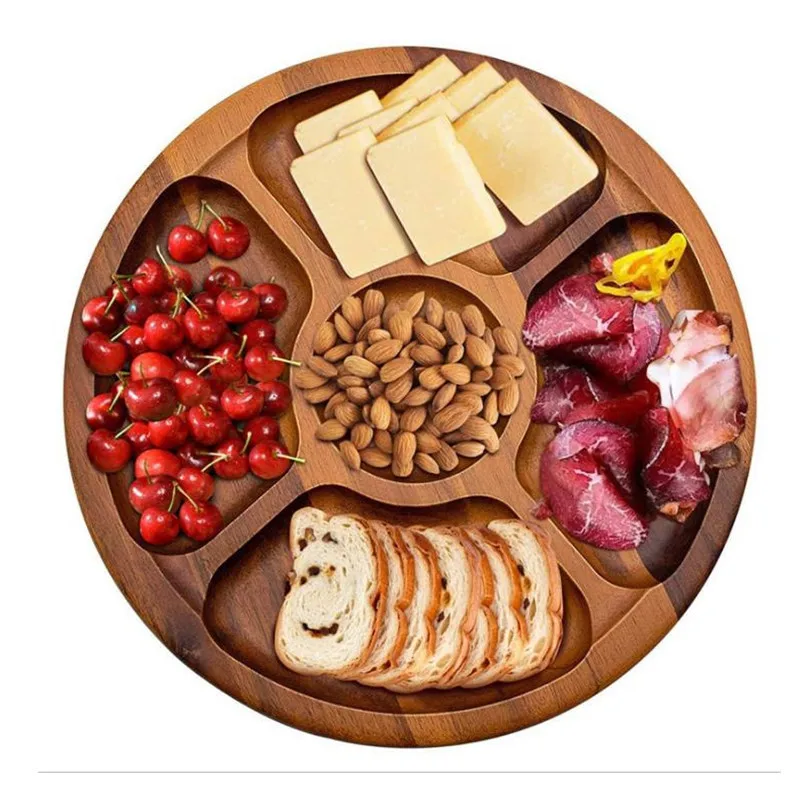 Creative Country-Style Solid Wood Cheese Board Fruit Plate Lattice Design Home Present Includes Frost Technique Nut Cheese Dish