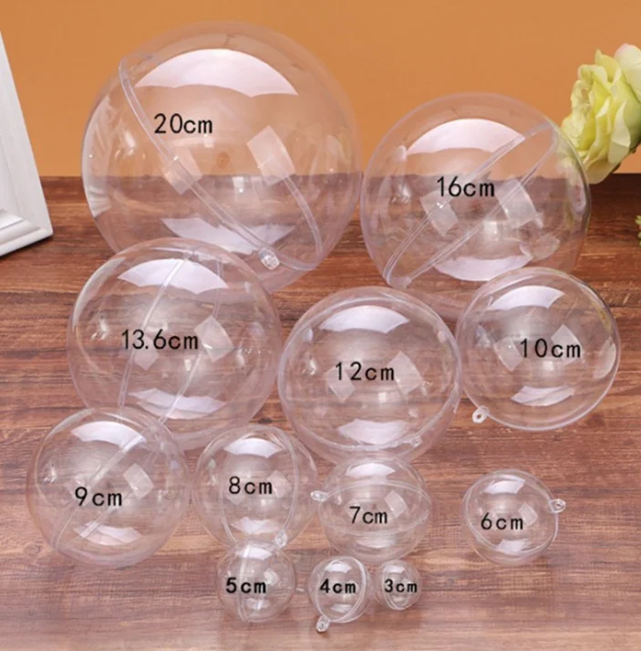 Christmas Diy Gift Clear Open Photo Ball Plastic Transparent Ornament Hanging Tree Holiday Party Supplies Decor