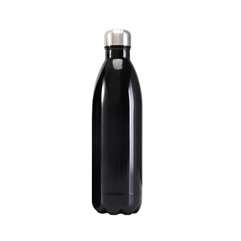 1000ml glossy black water bottle stainless steel double wall insulated vacuum hot water bottle family