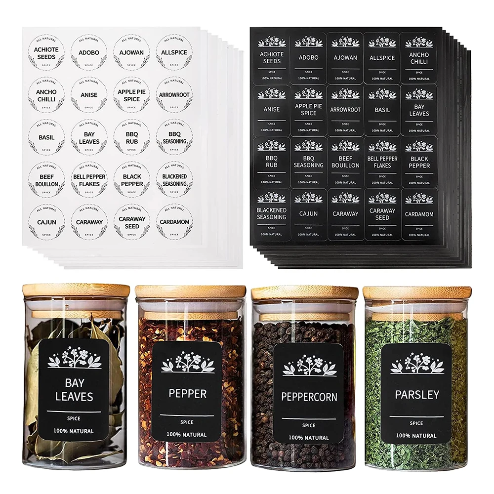 Custom preprinted kitchen pantry labels for food containers ,kitchen pantry label set sticker spice rack organizer with label