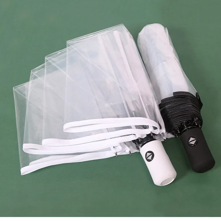 Transparent folding umbrella Clear Pvc 8K Auto-open umbrella New design portable easy carry parasol
