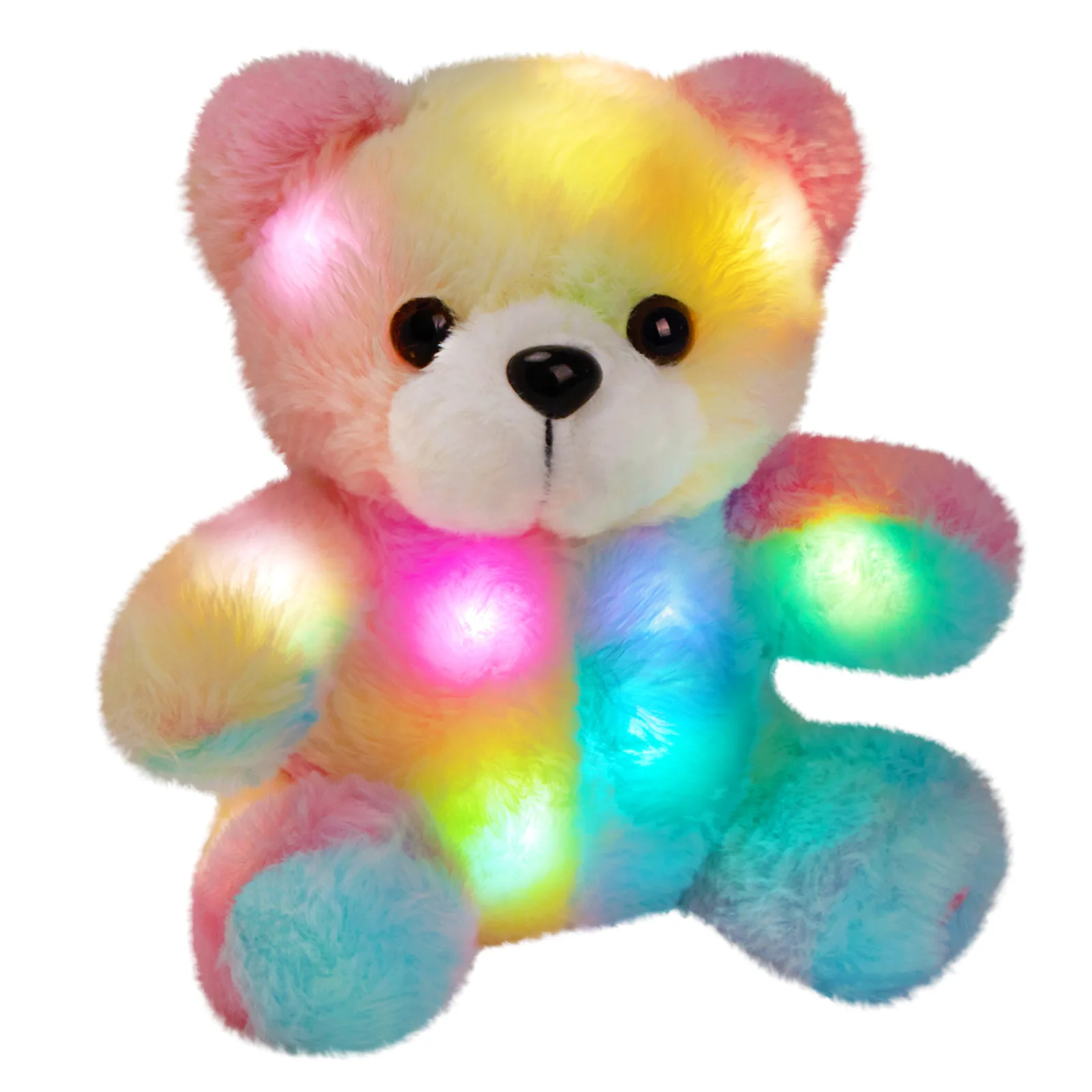 Stuffed Rainbow Glowing LED Night Light Bear Plush Teddy Bear With Lights Toys Fancy Presents For Children Party Gifts