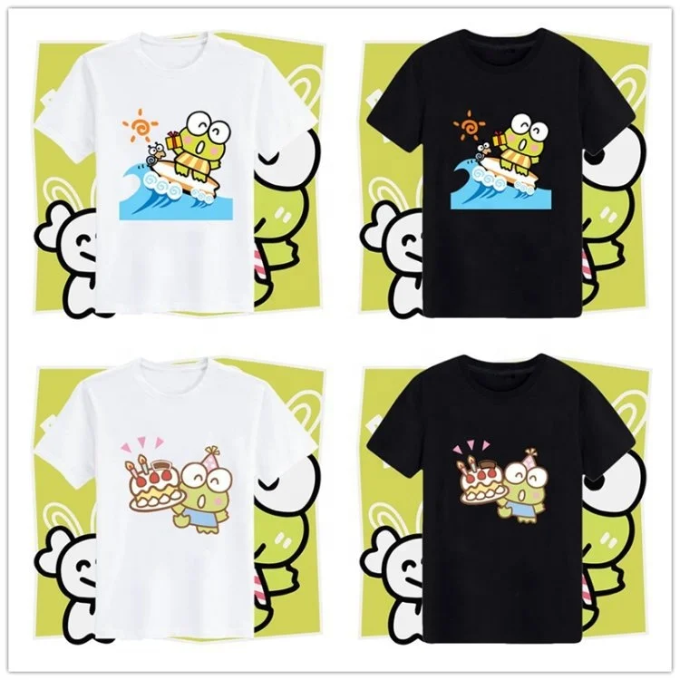 Sanrioed Big Eye Frog keroppi clothes T-Shirts Tees T Shirt cute Summer Clothes For Women Y2k Girls Anime Female Clothing Tops