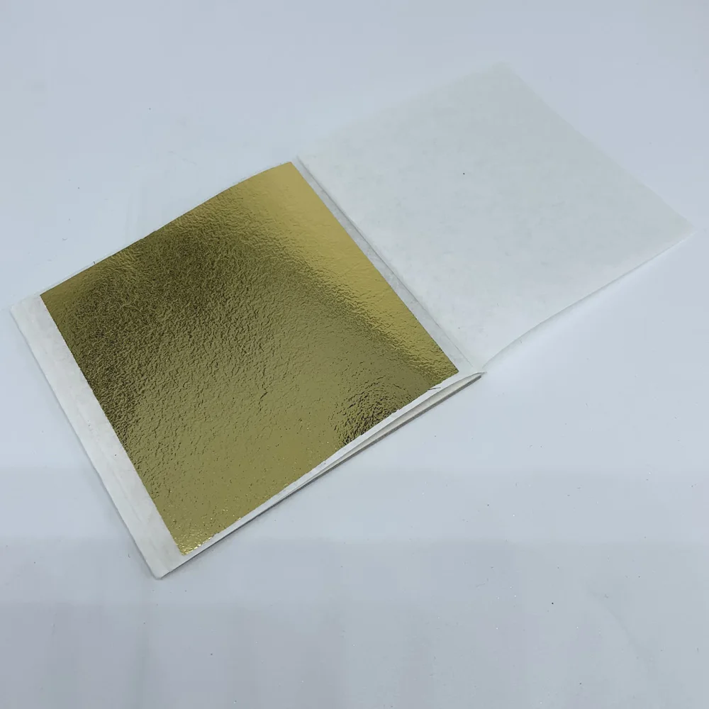 Factory Price 8 X 8.5 Cm 500 Pcs Gilding Wall Crafts Furniture K Gold Taiwan Imitation Gold Leaf Foil Sheets