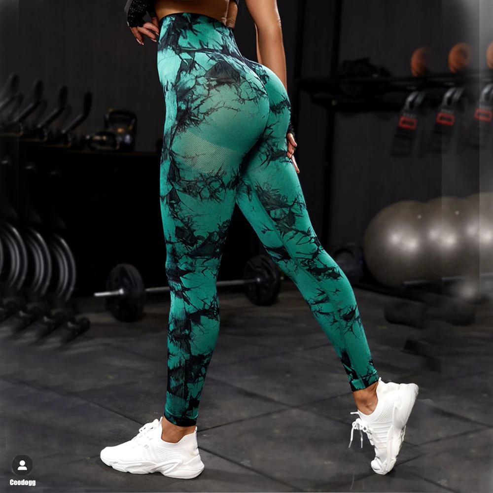 Wholesale Custom Fashion Women Yoga Super Soft Leggings Seamless High Waisted Tie Dye Leggings