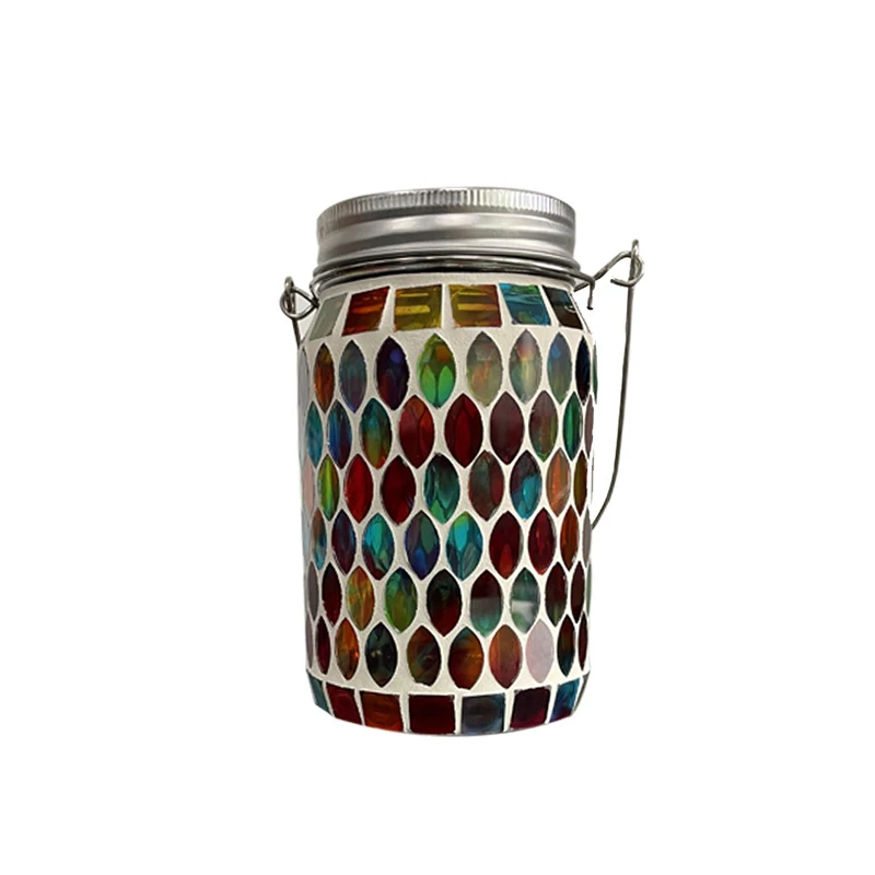 Holiday Festival Decoration Outdoor Color LED Mosaico Jar Solar Light Christmas Luminous Custom Party