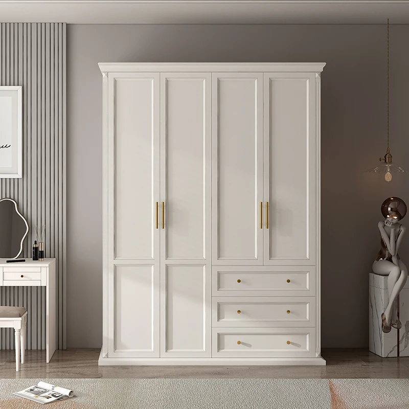 Custom Solid Wood Wardrobe American Rustic Baby Wardrobe Bedroom Furniture Set Almirah Closet Storage Roperos For Hotel Project