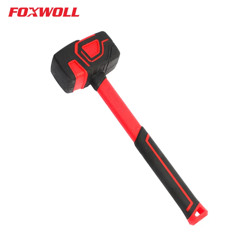Safety Fiberglass Handle Integrated Hammer Tools Rubber Hammer