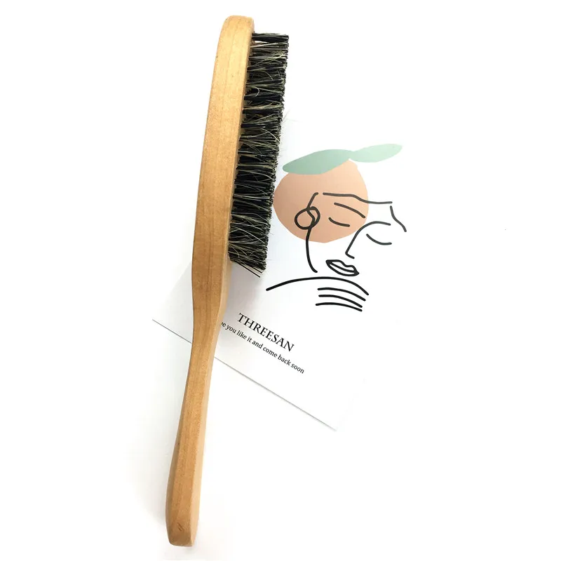 Hot Wave Wood Hard Bristles Hair Styling Comb Brush