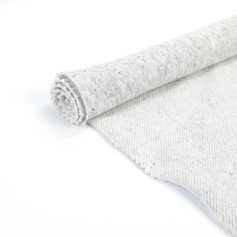 Factory Price yarn dyed polyester arganic cotton grey knitted french terry fabrics for bathrobes