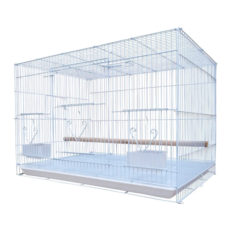 Large Comfortable Foldable White Parrot Bird Cage With Breeding Door For Peony Lovebird Pet Living House