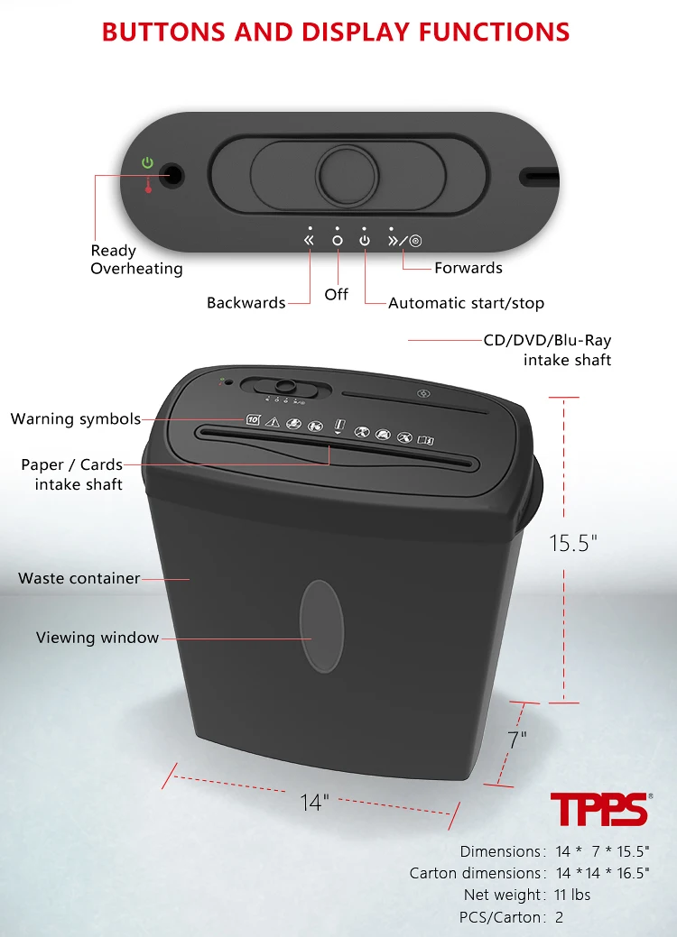 New office paper shredder P4 cross-cut 4 Gallon Shredder for Paper/Credit Card/CD