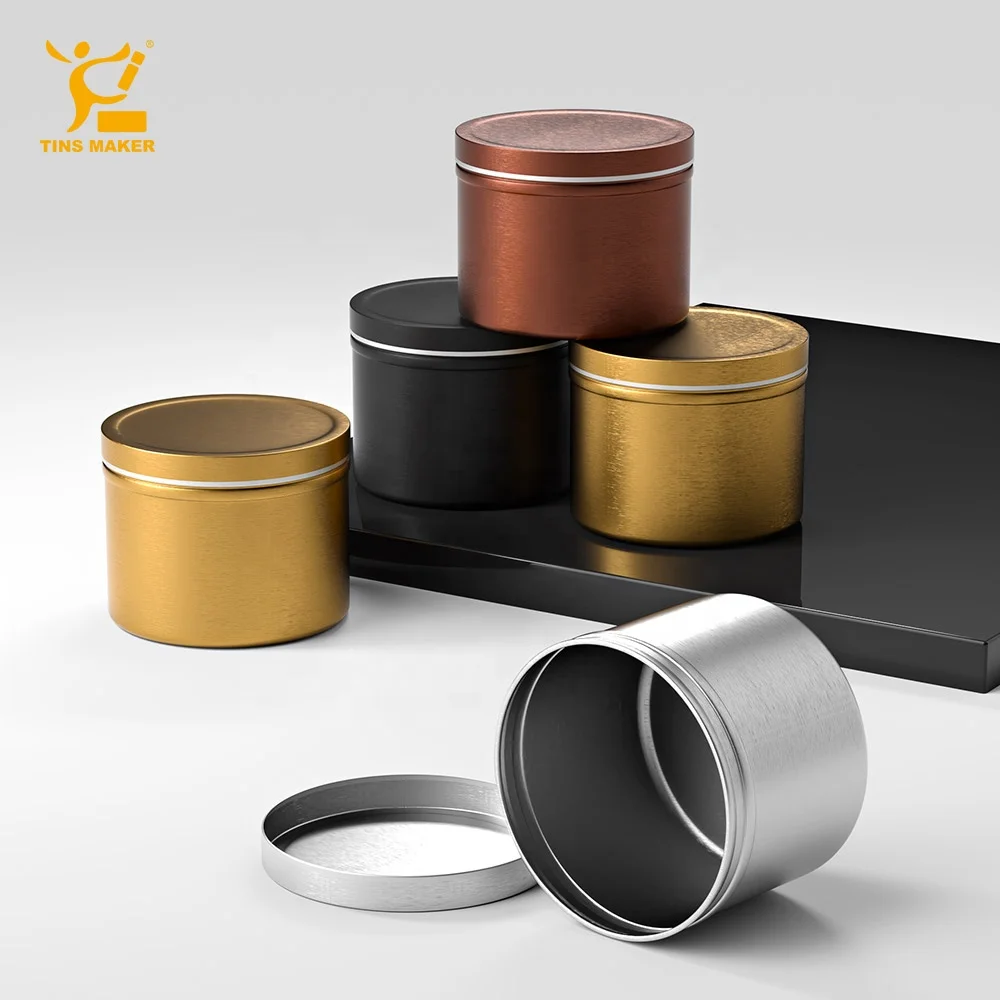 Wholesale Empty Christmas Scented Metal Seamless Gold White Black 2Oz 4Oz 6 Oz 8Oz 16 Oz Cans Jar Containers Candle Tin With Lid