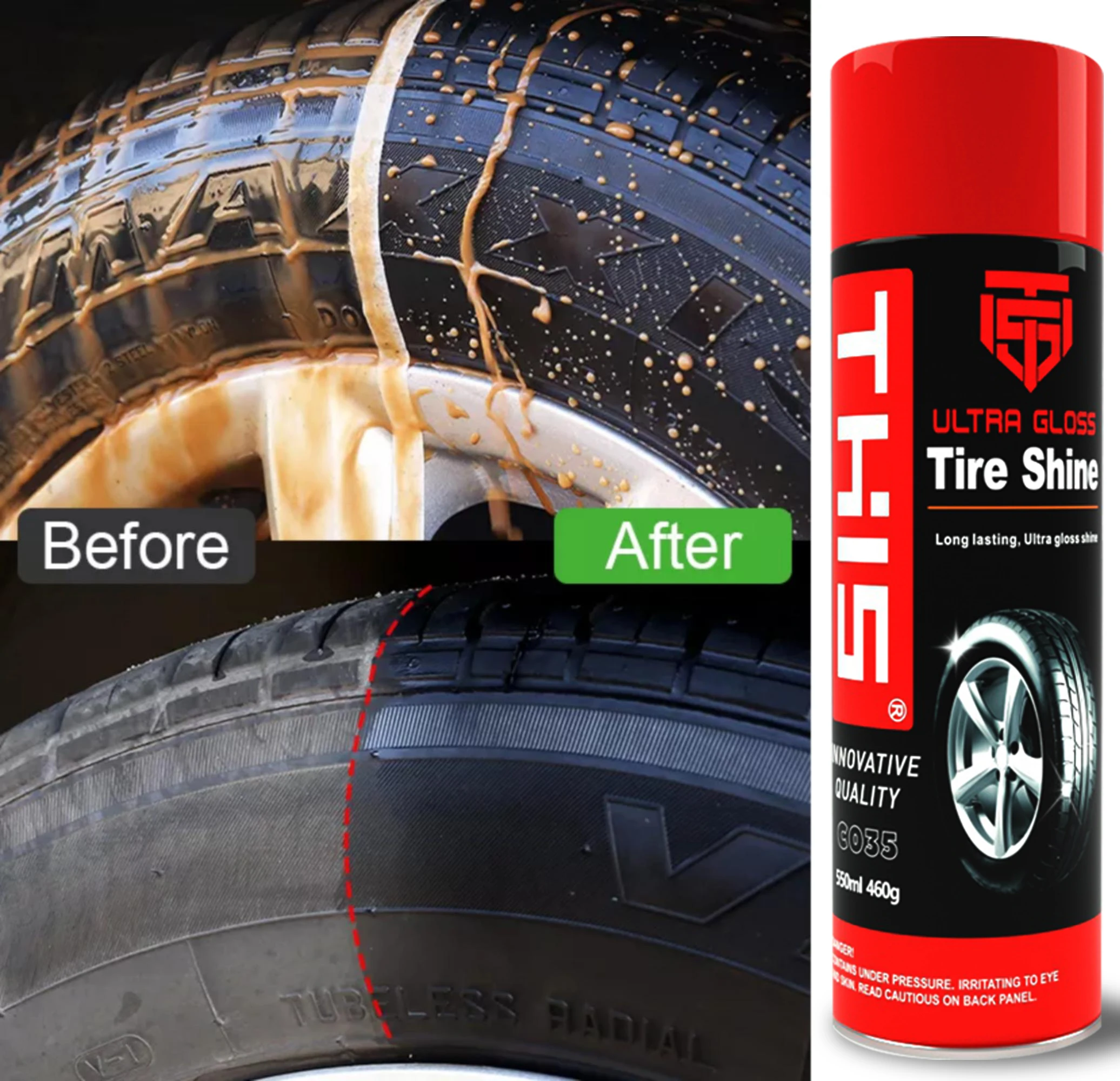 OEM Custom China Manufacturer Ultra Gloss Car Tire Black Shine Tire Dressing Polish Shine Foam Coating Gloss Tire shine
