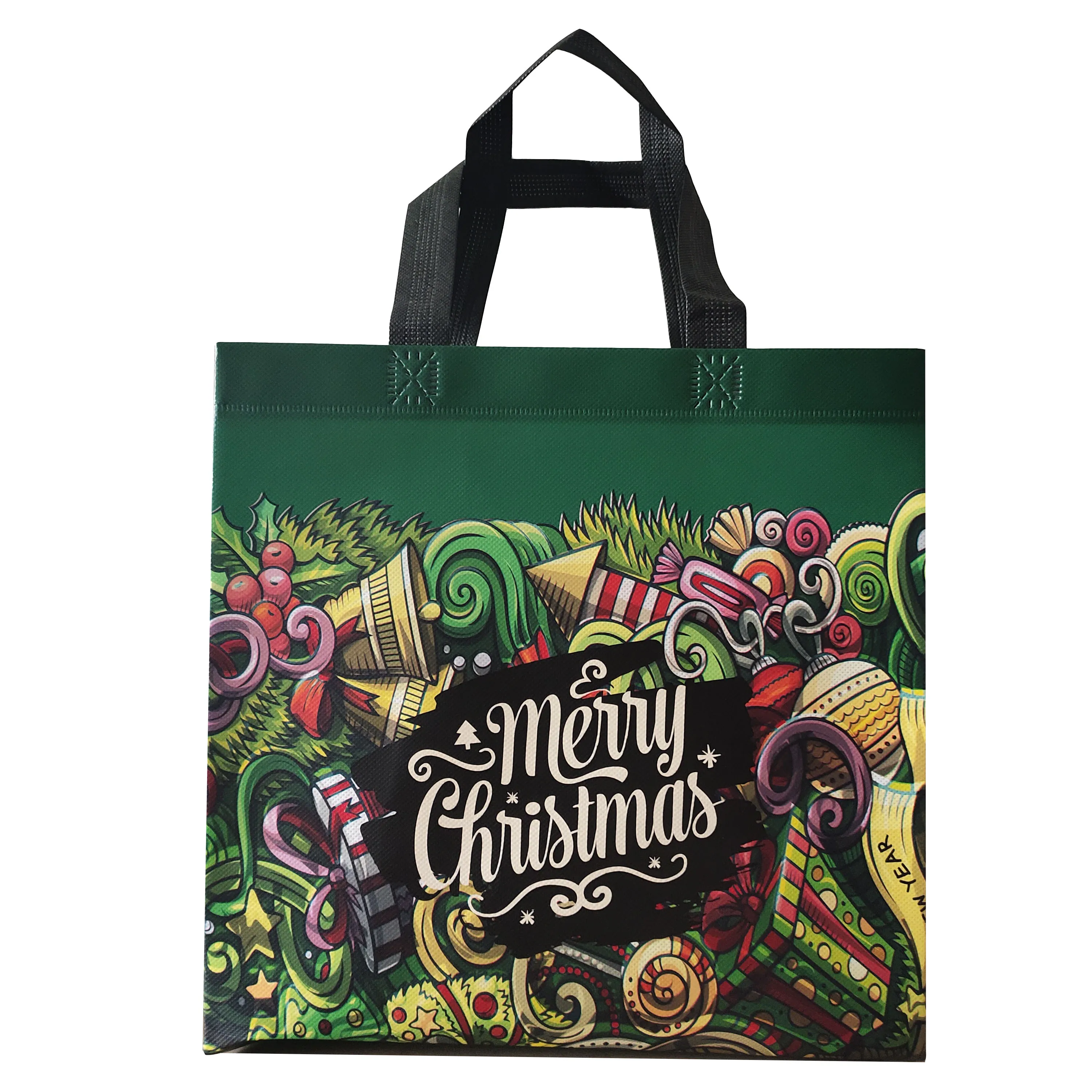 Eco-Friendly Custom Matte Laminated Recyclable Reusable Christmas Style PP Laminated Non Woven Gift Bag