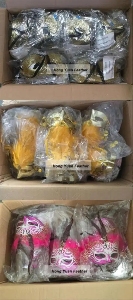 Funny Costume Cosplay Mask Venetian Carnival Masquerade Black Ostrich Feather Party Mask for Party Supply Halloween Xmas Decor