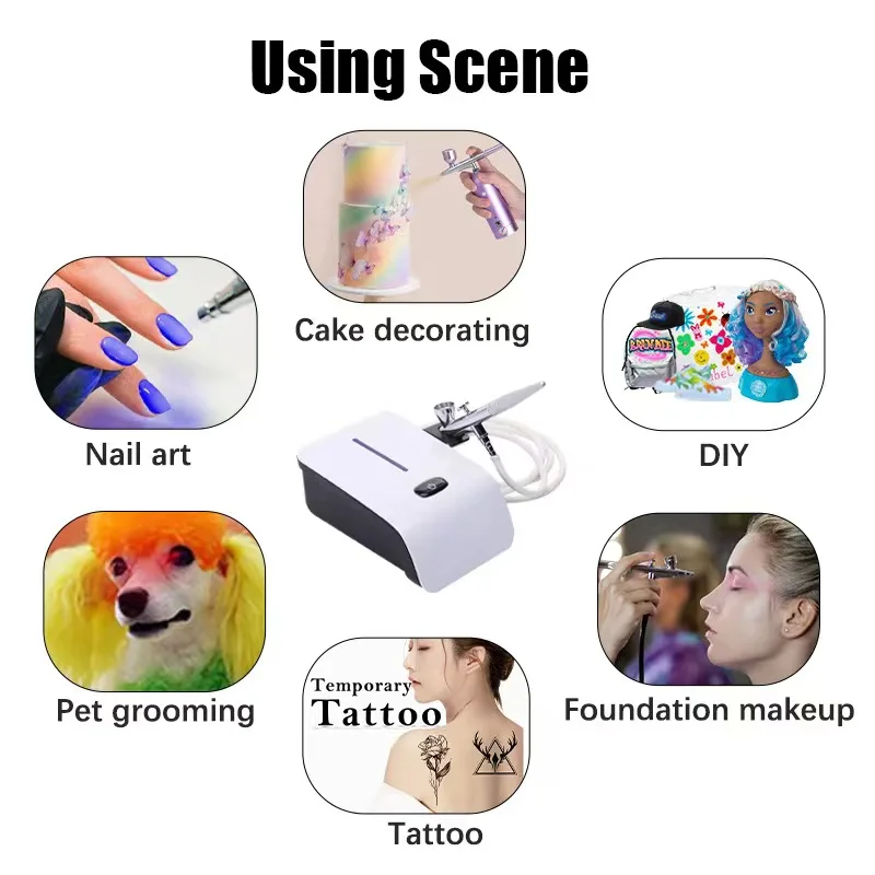 Airbrush sweatsuit brow stain compressor pen mini brow stencil sticker custom box professional airbrush kit nail painting