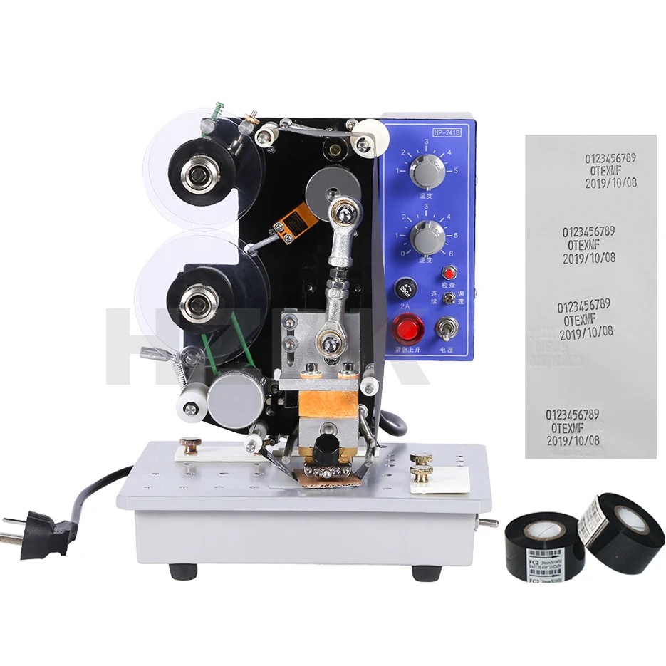 HZPK HP-241B Semi Automatic Cardboard Bag Hot Stamping Foil Cheap Plastic Bag Date Ribon Code Coding Printing Machine