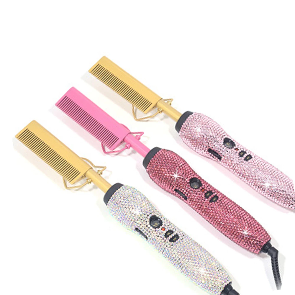 Profession Custom Private Label Hot Sale Hair Comb Titanium Plate Electric Hair Straightener Brush
