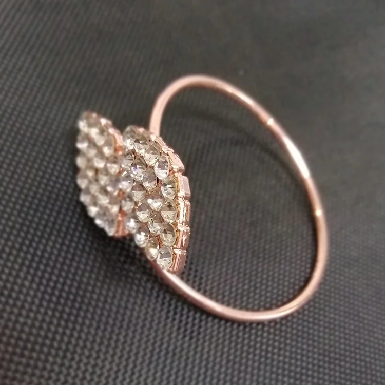 
Top Sale Shinning Diamond Stone Rose Gold Table Napkin Holder Ring 