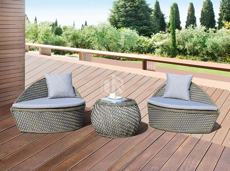 Leisure Patio Wicker Rattan Furniture Table and Heart Shape Chairs Dining Set Outdoor Garden Set