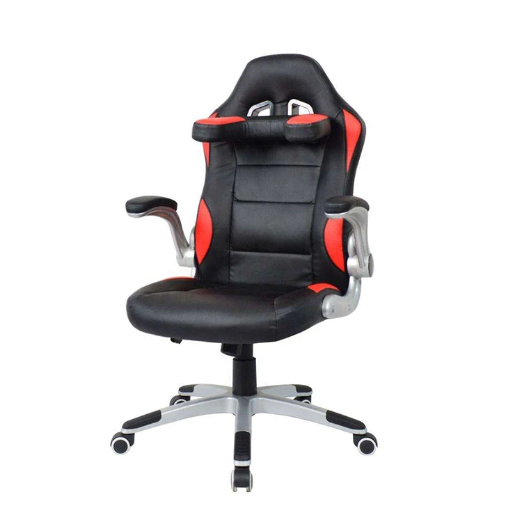 Cheap Racing Chair Black Red Leather Chair Height Adjustable U Pillow Best Office Gaming Chair for Kids Teens Adults Girls Boys