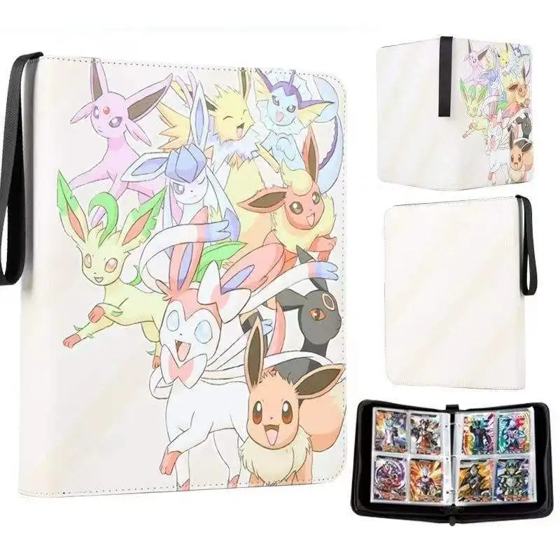 400 4 Pockets PU leather Pokemoned Card Holder Charizard 50 pages Collector Book Trading Card Game Collection Folder with Zipper