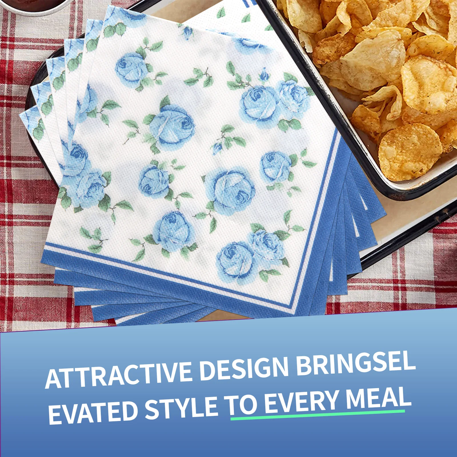 Simple Rose Cocktail Beverage Paper Serviette Folding Printed Decorative Wedding Christmas Placemats and Napkins