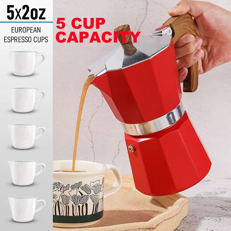Custom Barista 6 Espresso Cup Personalized Aluminum Stovetop Italian Brewer Percolator Set Coffee Maker Moka Pot For Camping