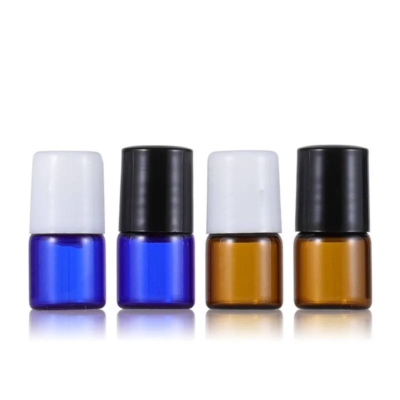 1ml 2ml 3ml 5ml 10ml amber blue glass roller bottle for eye cream with steel roller and lid