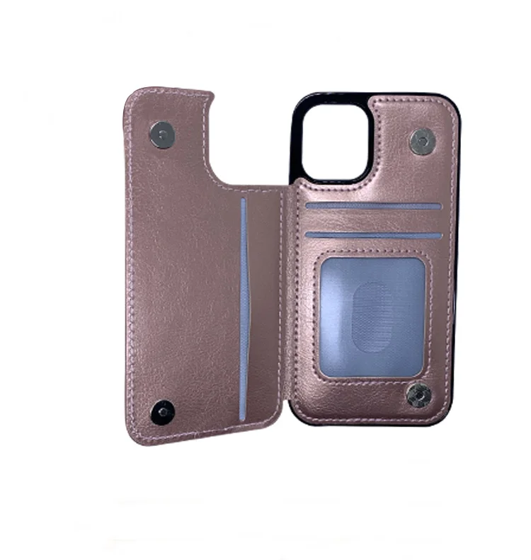 High-end Magnetic PU Leather Back Cover Wallet Case with 2 Cards Slots Holder Pu Leather Case of iphone 12 Case Card Holder