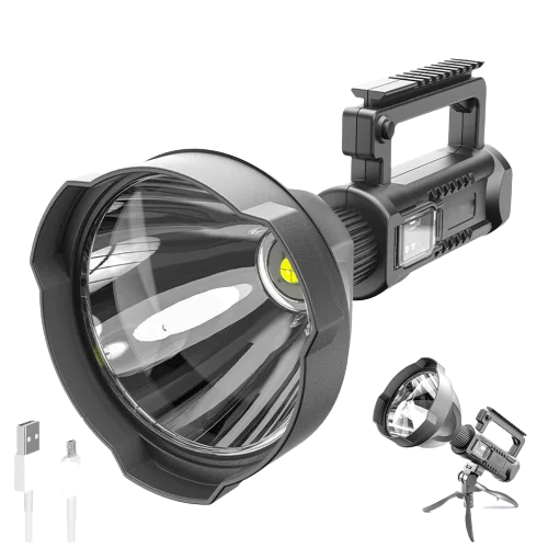Strong Light Long-shot Flashlight Outdoor Portable LED Handheld Searchlight USB Rechargeable Waterproof Spotlight With Tripod
