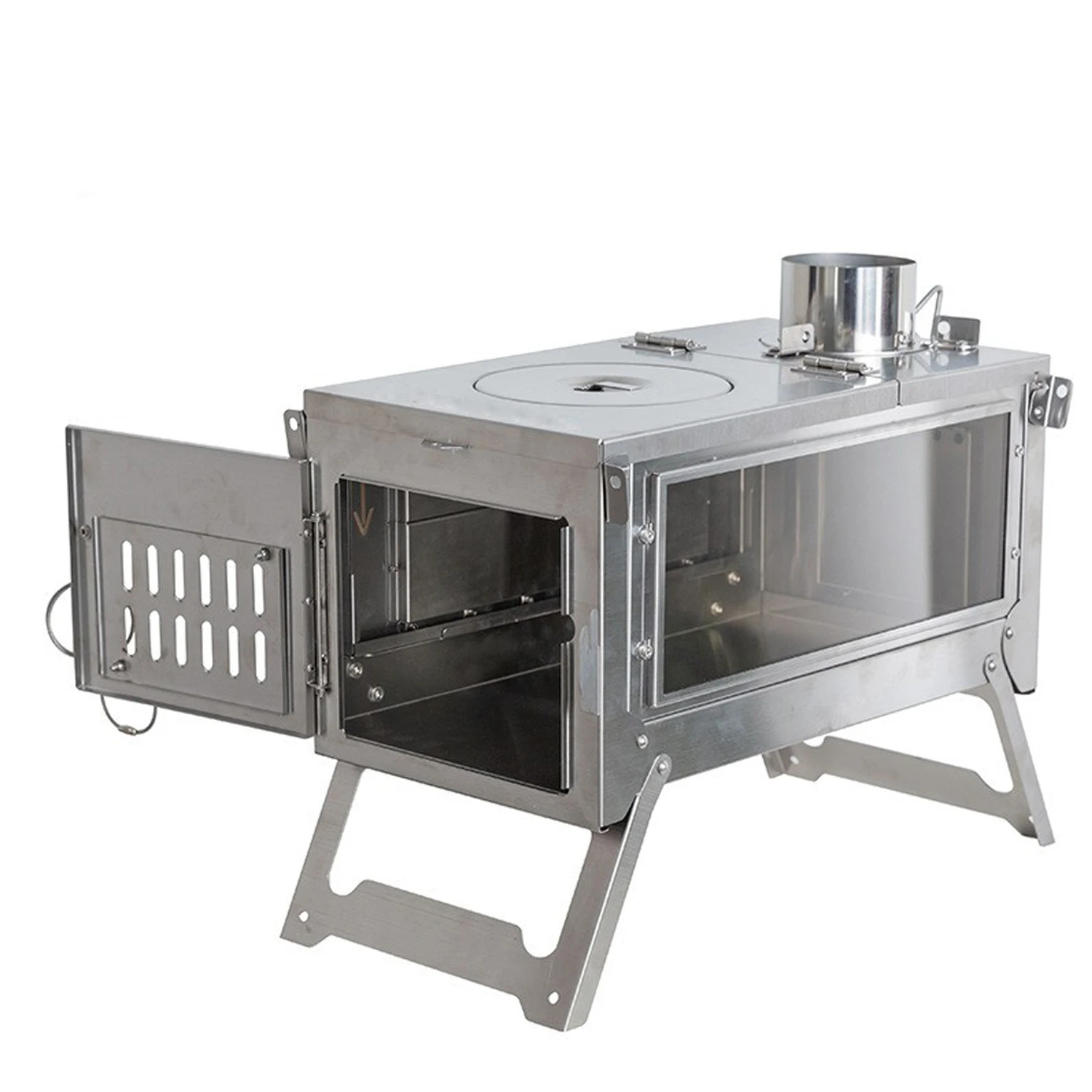 Ultralight Wood Burning Titanium Camping Stove for Tent Adjustable Outdoor Tent Burning Warm Titanium Alloy Stove for Sale