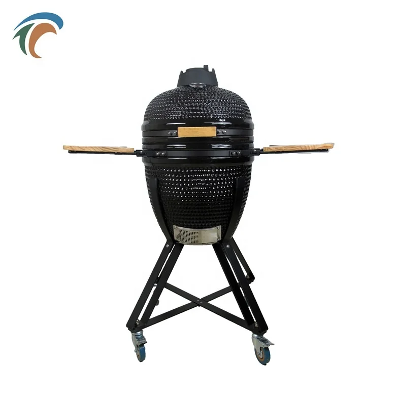 outdoor kitchen 18 inch black ceramic bbq charcoal grill kamado for garden