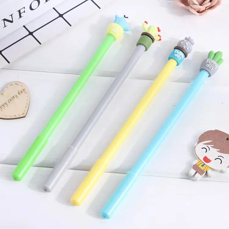 Student creative cactus super cute black pen Korean small fresh fleshy cute neutral pen