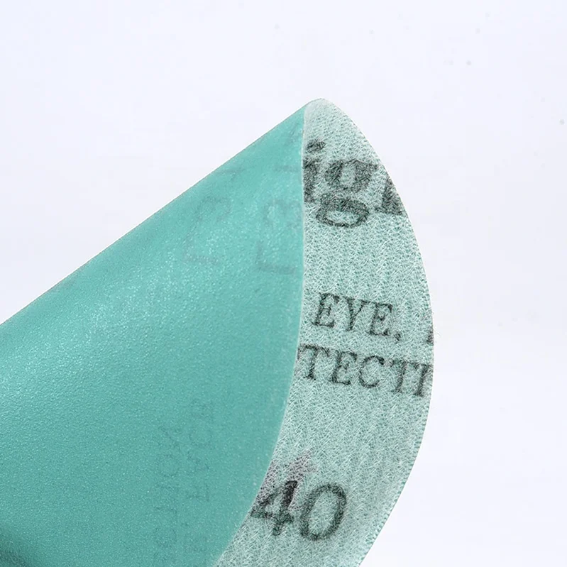 Supplier sun might 5 inch 125mm Aluminium Oxide Green hook and loop PET Film sanding disc